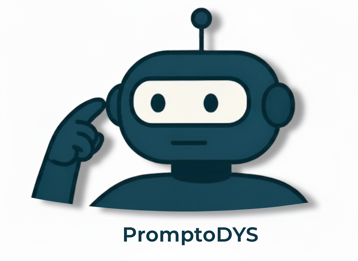 Logo PromptoDYS — Robot mascotte